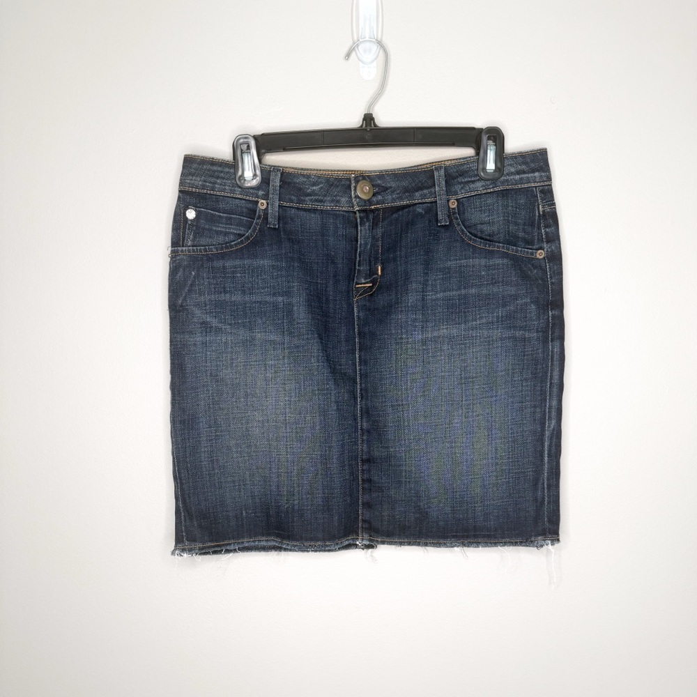 Hudson High-Rise BNZ Cut-Off Indigo Denim Mini Skirt Size 29